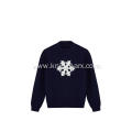 Girl's Knitted Applique Snowflake Beads Pullover